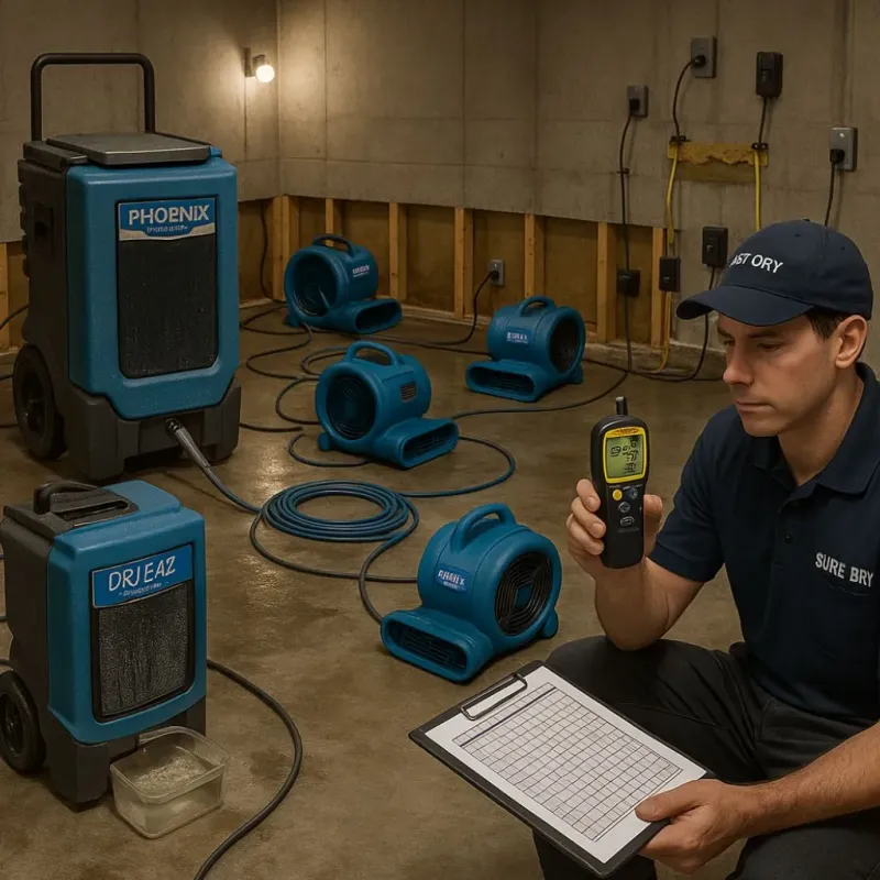 Structural Drying and Dehumidification process in Marion, TX